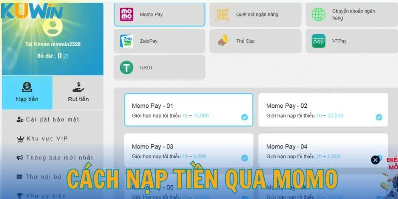 Các bước hướng dẫn nạp vốn các hình thức khác nhau